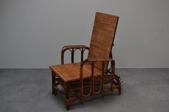 Rare Vintage Bauhaus Rattan & Bamboo Chair with Ottoman by Erich Dieckmann, 1930