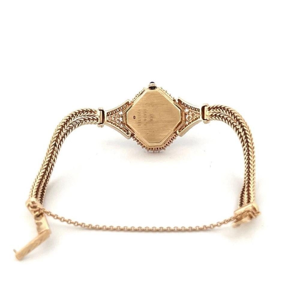 Vintage Baume & Mercier 14K Yellow Gold Diamond Ladies Watch  1.50ctw VS F-G  Hexagonal Dial  25.17g

Complete service 5/2025

Description:
Offered here is an elegant and rare vintage Baume & Mercier Genève ladies' wristwatch, crafted in solid 14K