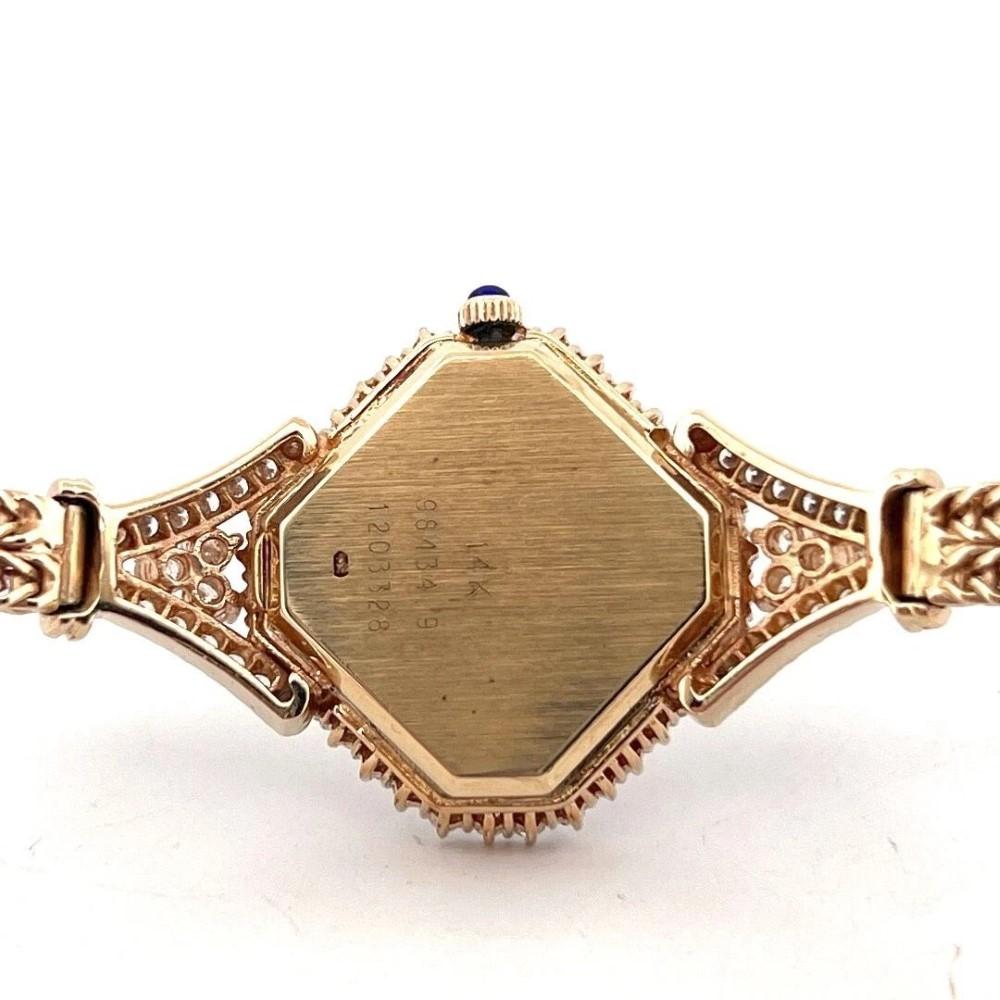 Brilliant Cut Rare Vintage Baume & Mercier Ladies 14K Yellow Gold 1.50CTW Diamond Quartz Watch For Sale