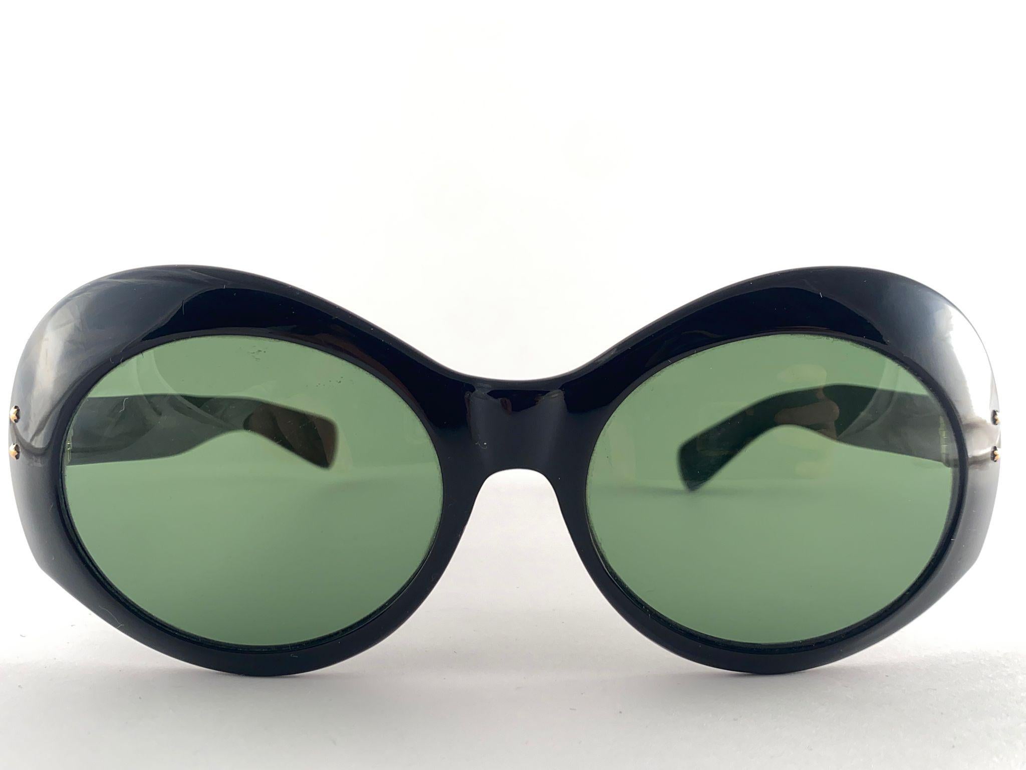 Rare Vintage Bettanini Black Oversized Sunglasses 1970's Excellent état - En vente à Baleares, Baleares