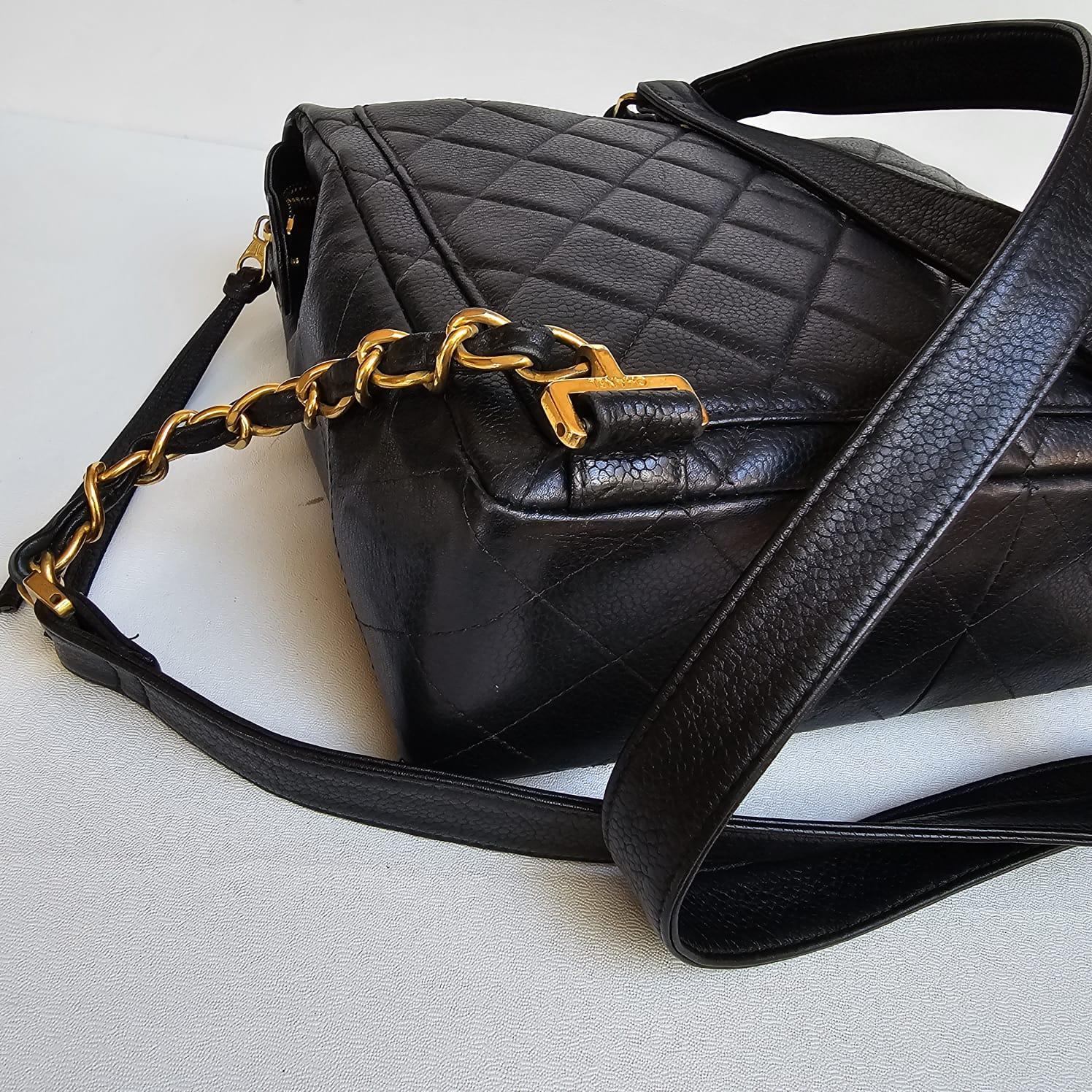Rare Vintage Black Caviar Quilted Square Backpack 9