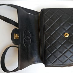 Rare Vintage Black Caviar Quilted Square Backpack