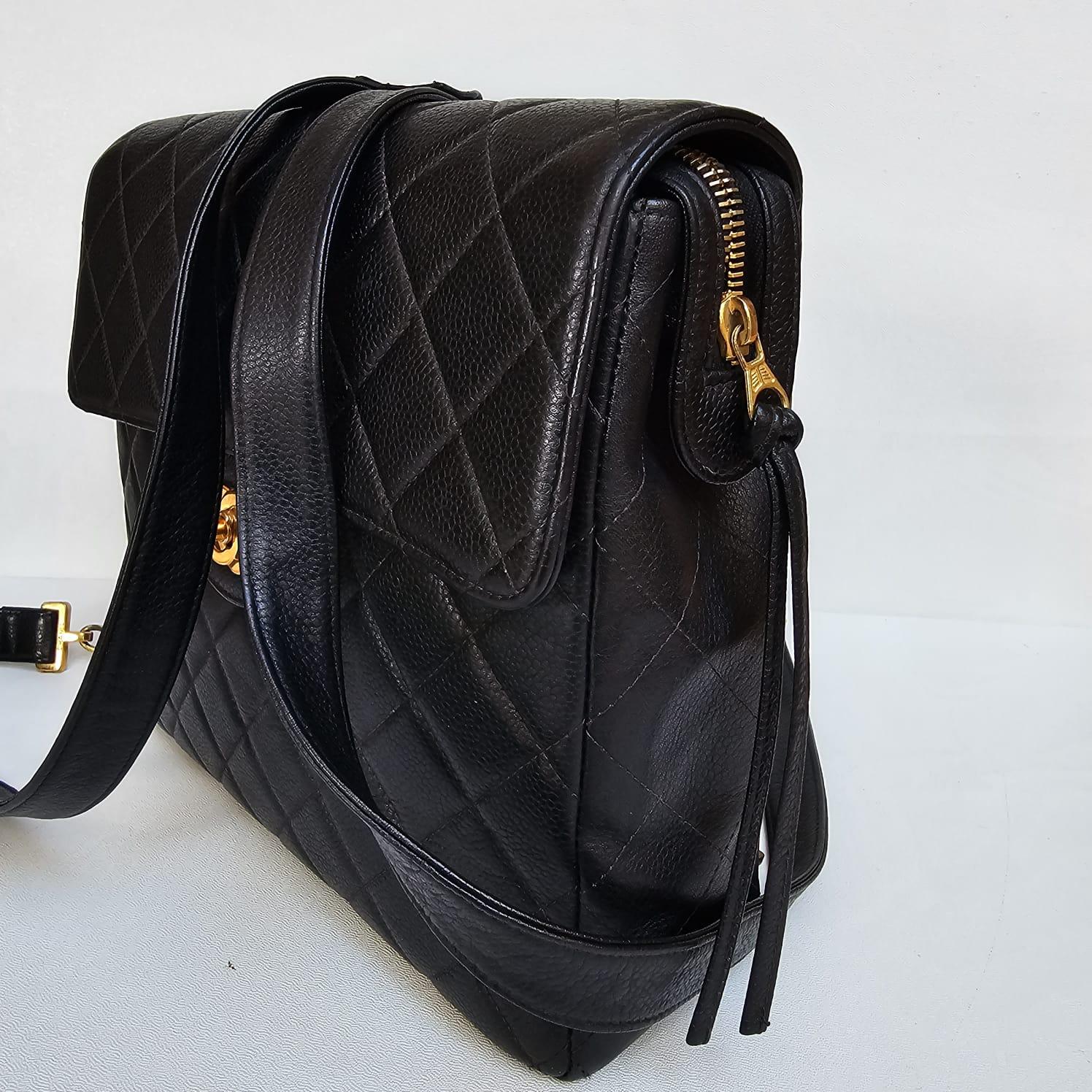 Rare Vintage Black Caviar Quilted Square Backpack 5