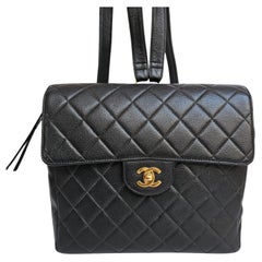 Rare Vintage Black Caviar Quilted Square Backpack