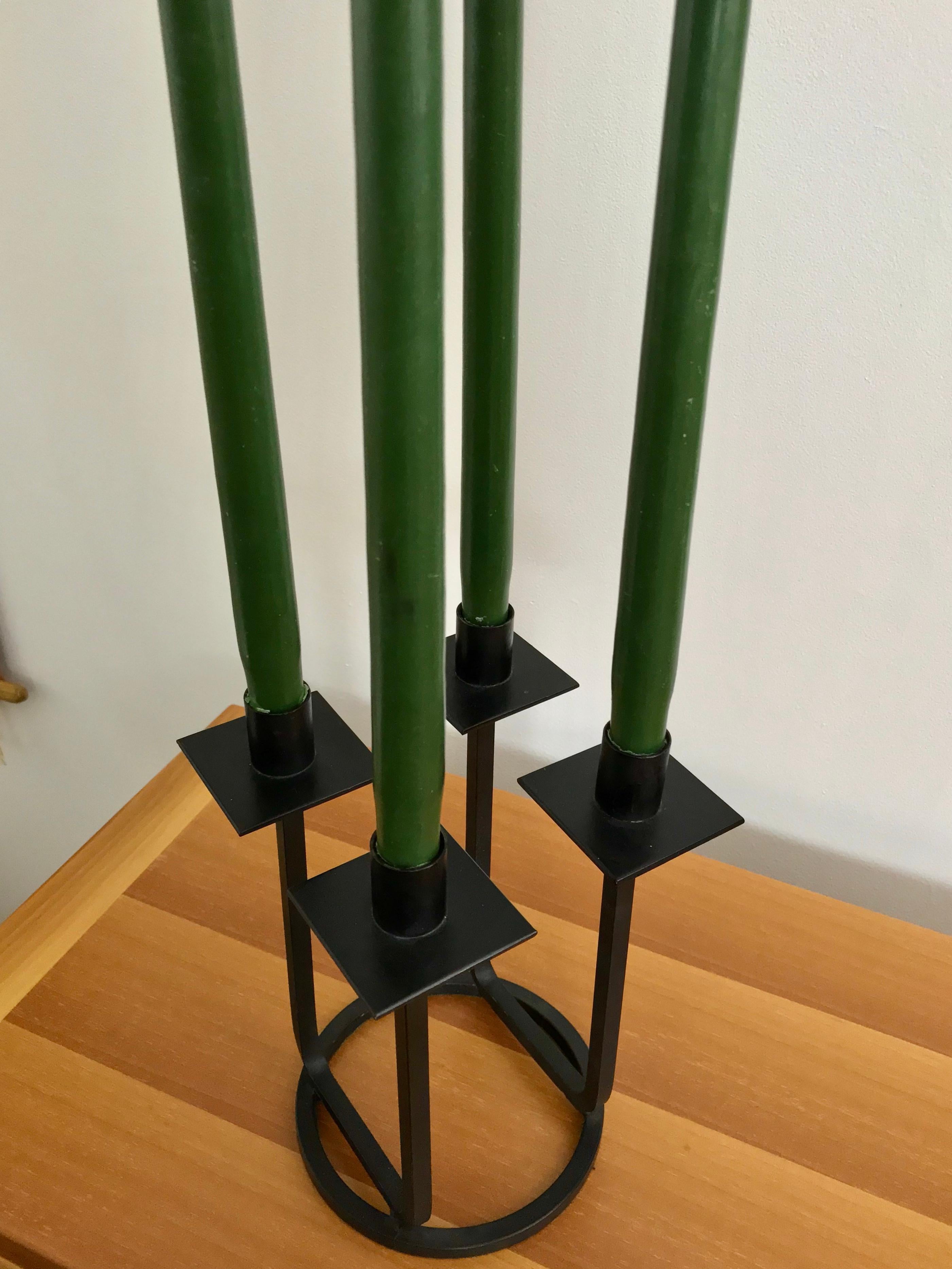 Rare Vintage Black Iron Midcentury Candlestick by Van Keppel Green For Sale 5
