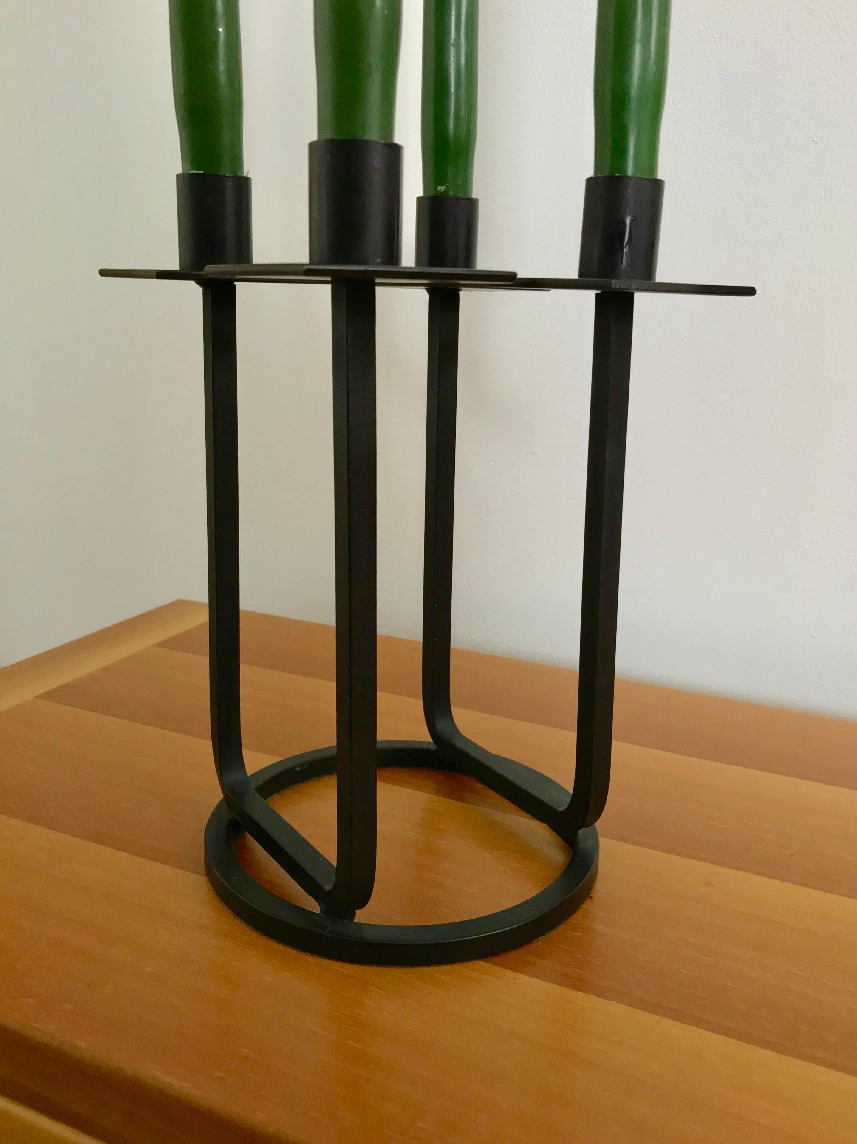 Rare Vintage Black Iron Midcentury Candlestick by Van Keppel Green For Sale 6