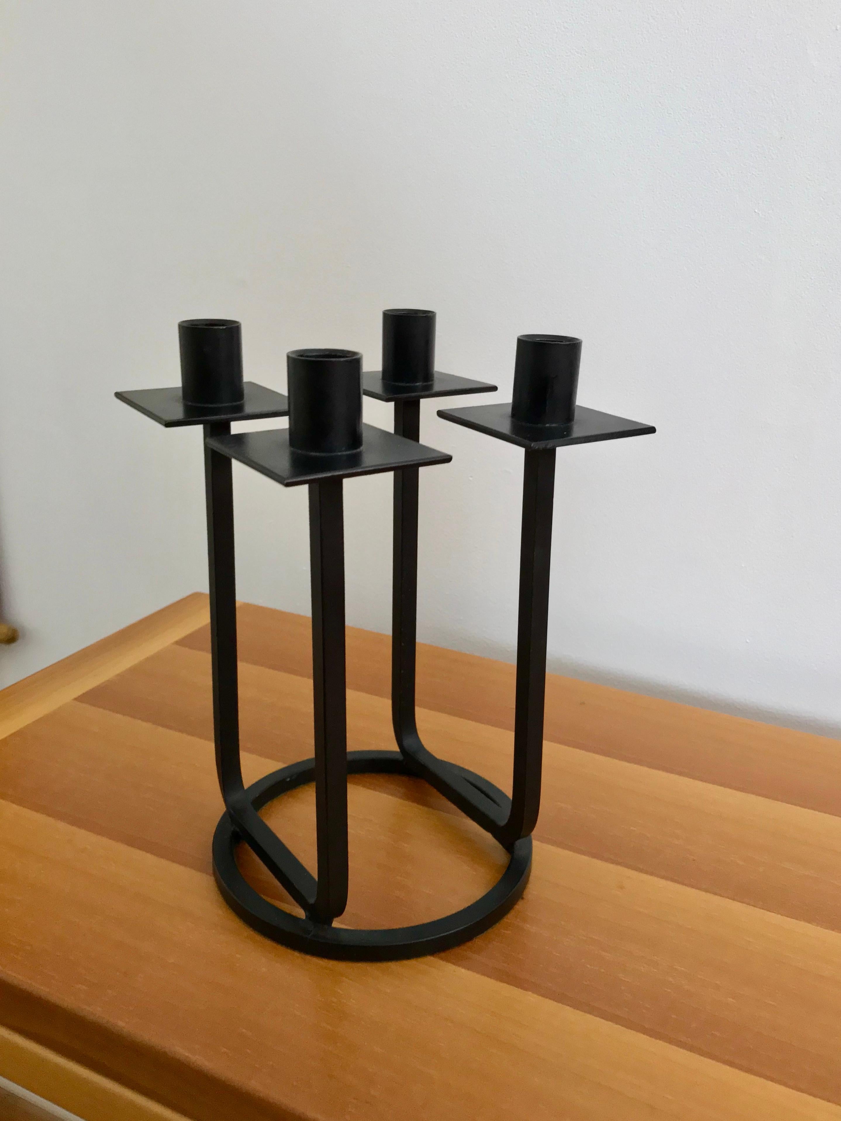 Mid-Century Modern Rare Vintage Black Iron Midcentury Candlestick by Van Keppel Green For Sale