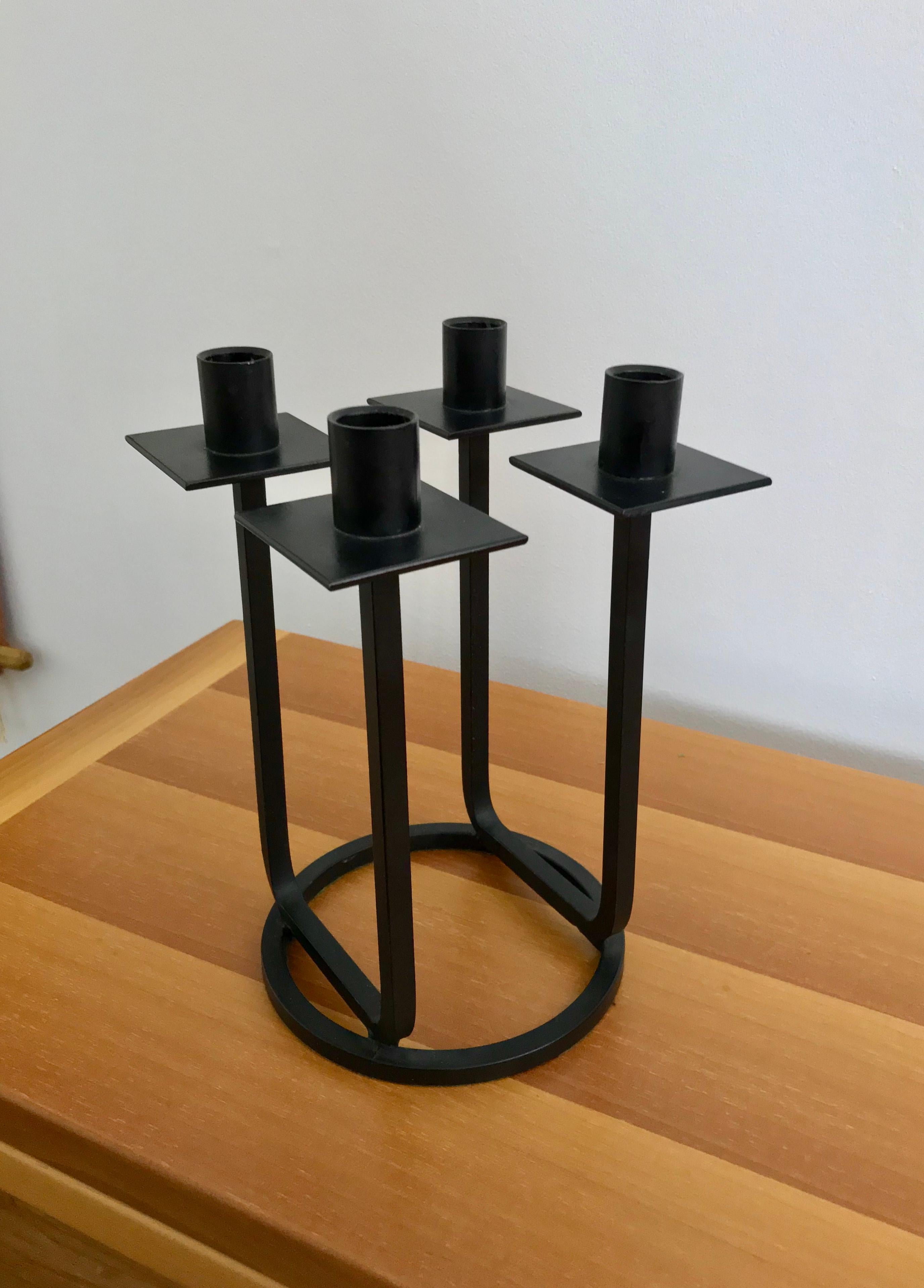American Rare Vintage Black Iron Midcentury Candlestick by Van Keppel Green For Sale