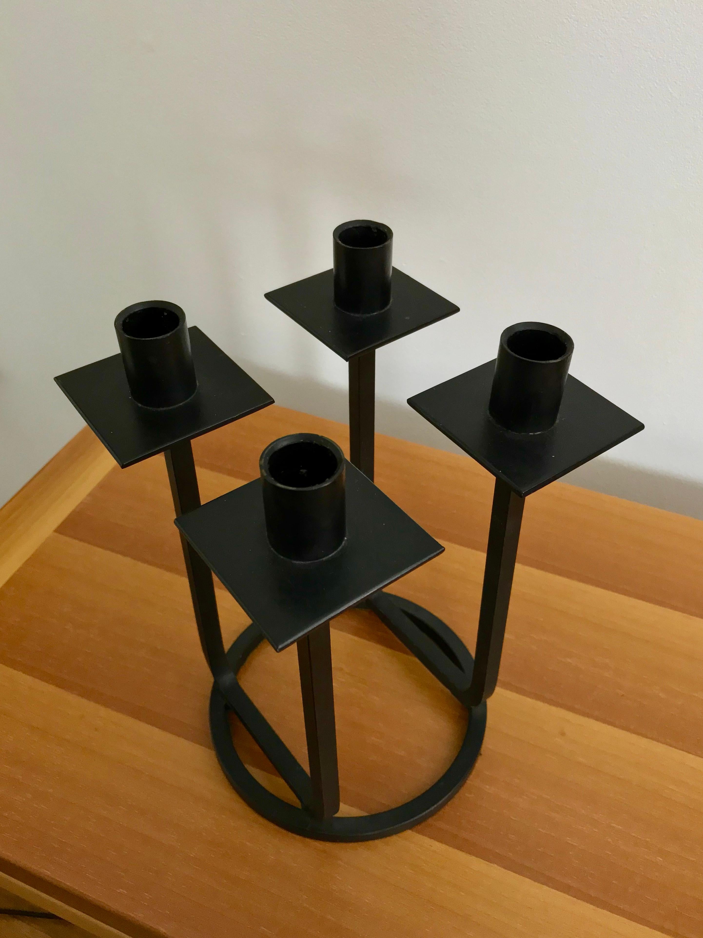 Mid-20th Century Rare Vintage Black Iron Midcentury Candlestick by Van Keppel Green For Sale