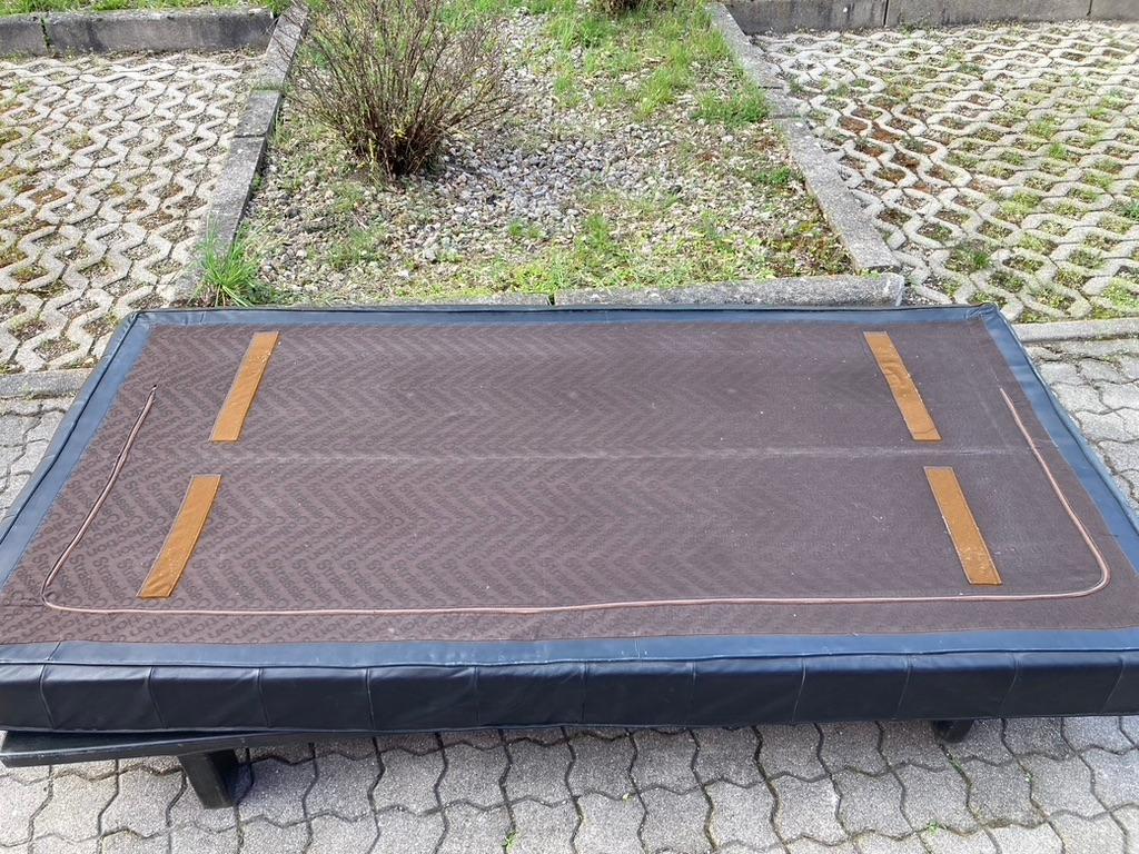 RARE Vintage Black Leather Daybed Strässle International 70er Sofa For Sale 3