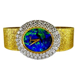Rare Vintage Black Opal Dial Ladies Piaget Watch w/3.85ct Diamond Bezel, 1970s
