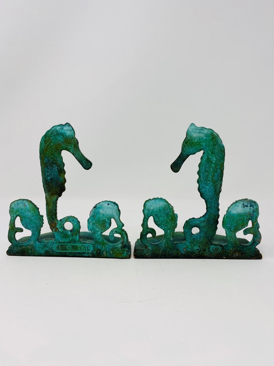 Hollywood Regency Rare Vintage Brass Seahorse Bookends by Virginia Metalcrafters