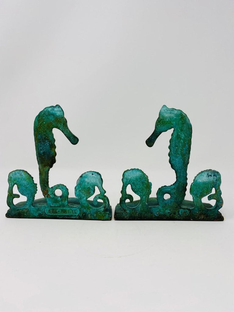 Rare Vintage Brass Seahorse Bookends by Virginia Metalcrafters at