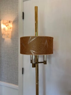 Rare Vintage Brass Stiffel Mid Century Modern Floor Lamp  3-lite with Shade