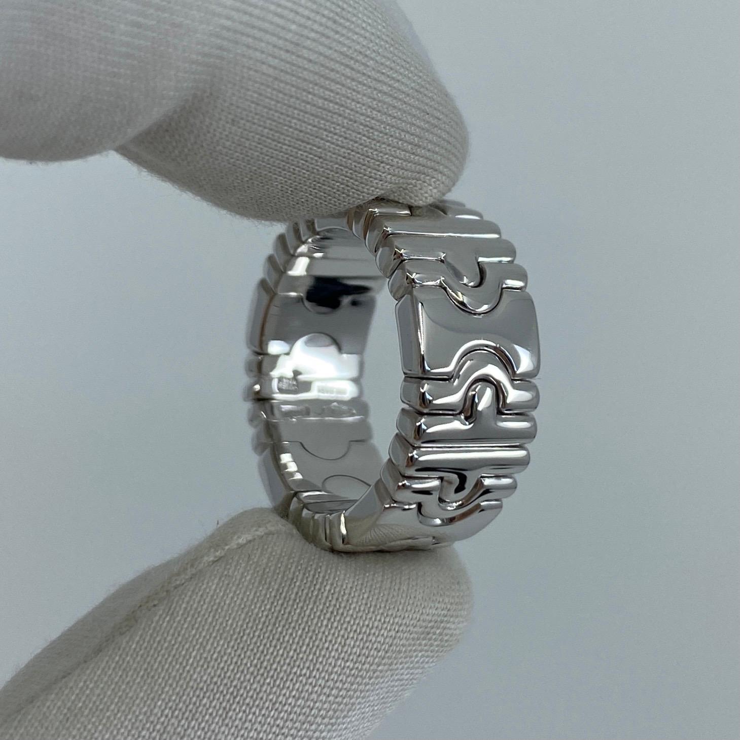 Rare Vintage Bulgari Bvlgari Parentesi 18 Karat White Gold Spring Band Ring 7