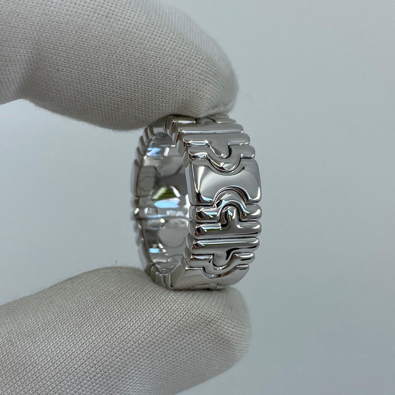 Rare Vintage Bulgari Bvlgari Parentesi 18 Karat White Gold Spring Band Ring 1