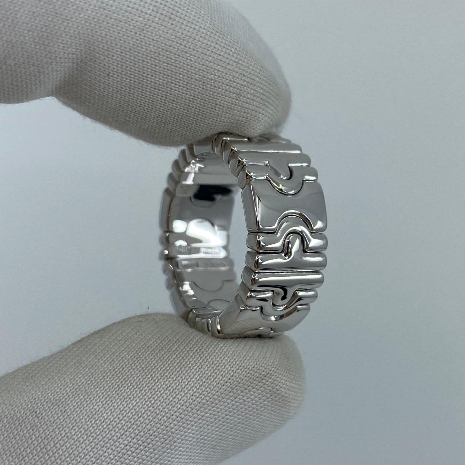 Rare Vintage Bulgari Bvlgari Parentesi 18 Karat White Gold Spring Band Ring 2