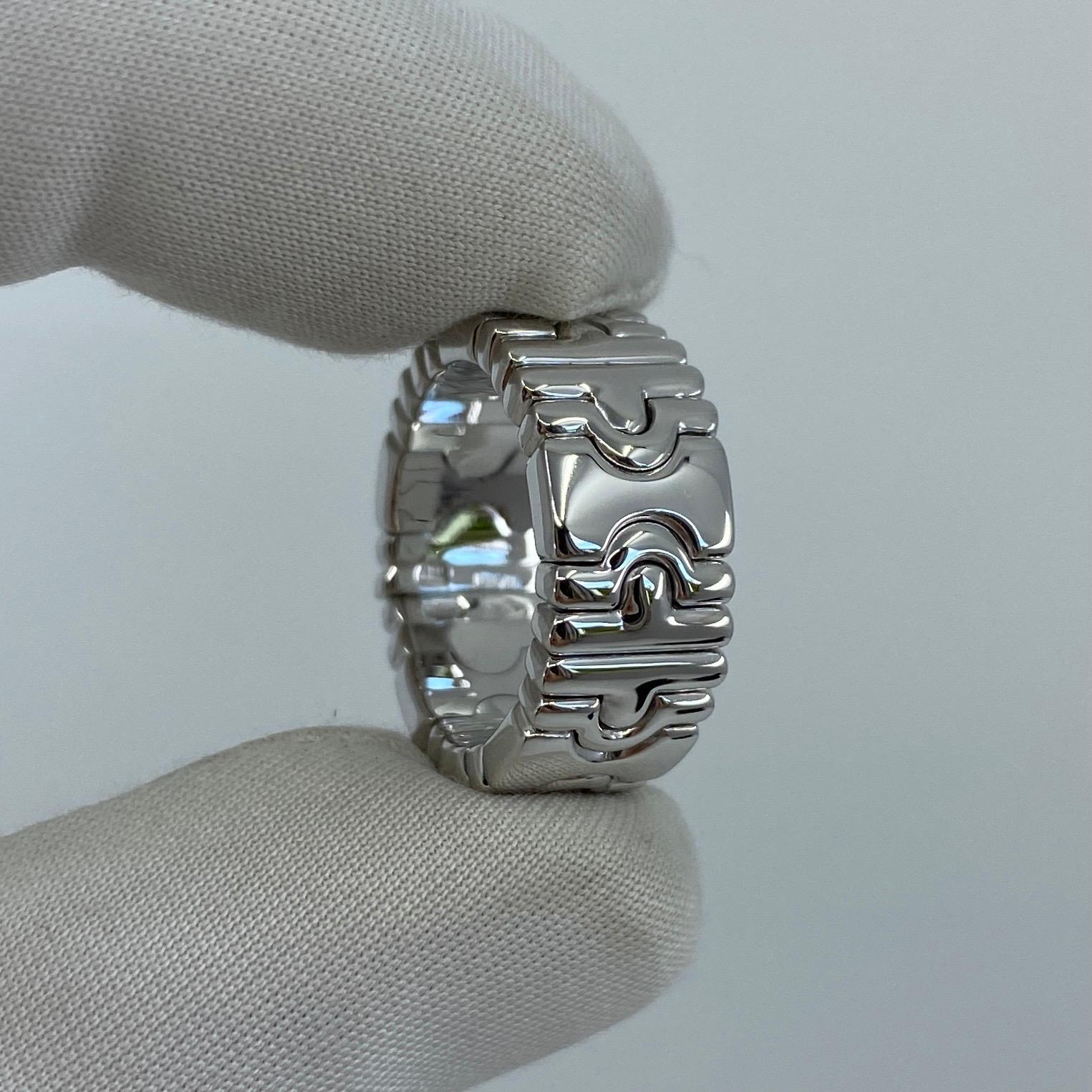 Rare Vintage Bulgari Bvlgari Parentesi 18 Karat White Gold Spring Band Ring 4