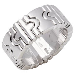 Rare Vintage Bulgari Bvlgari Parentesi 18 Karat White Gold Spring Band Ring