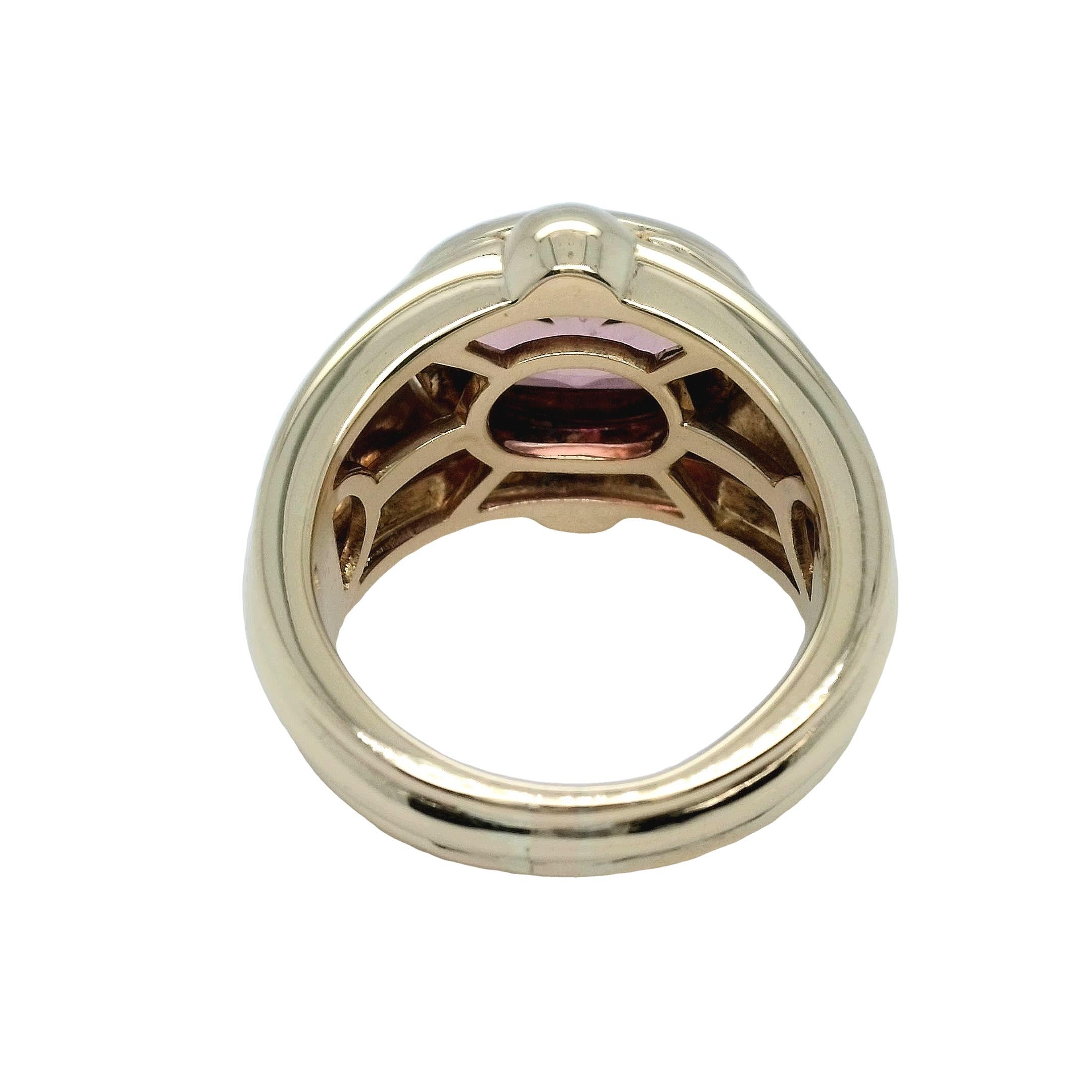 Rare Vintage Bulgari pink Tourmaline ring Circa 1980s In Good Condition For Sale In Addlestone, GB