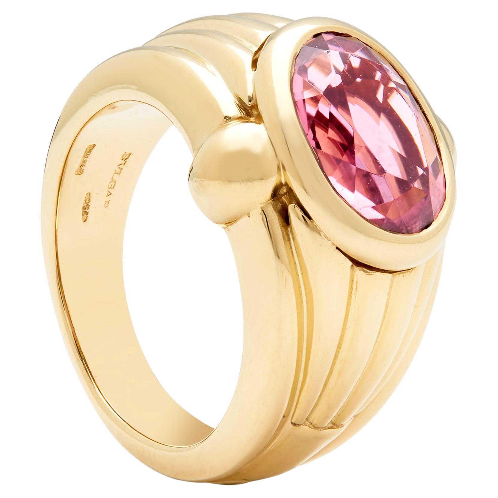 Rare Vintage Bulgari pink Tourmaline ring Circa 1980s For Sale