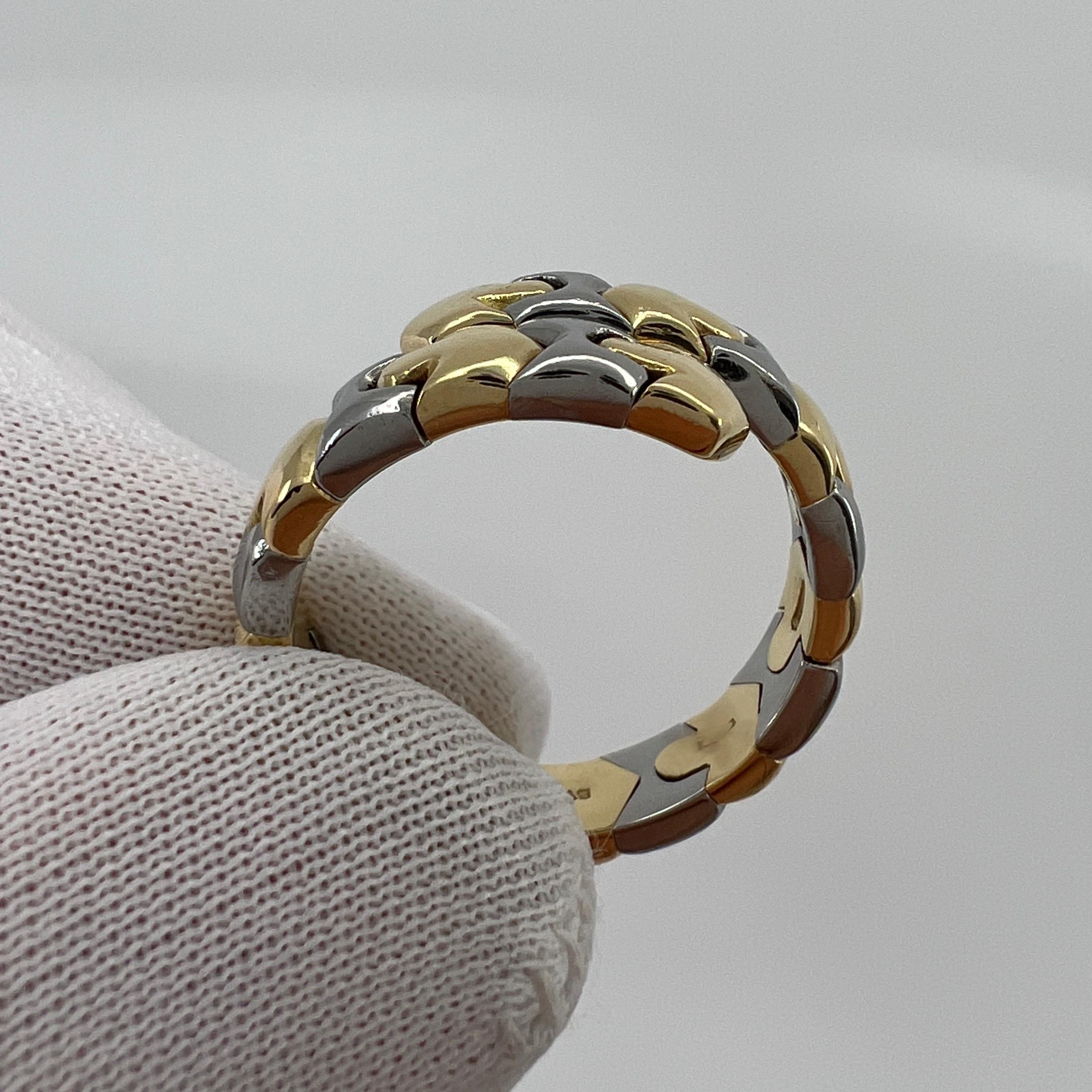 Rare Vintage Bvlgari Alveare Parentesi 18k Yellow & White Gold Spring Snake Ring For Sale 6