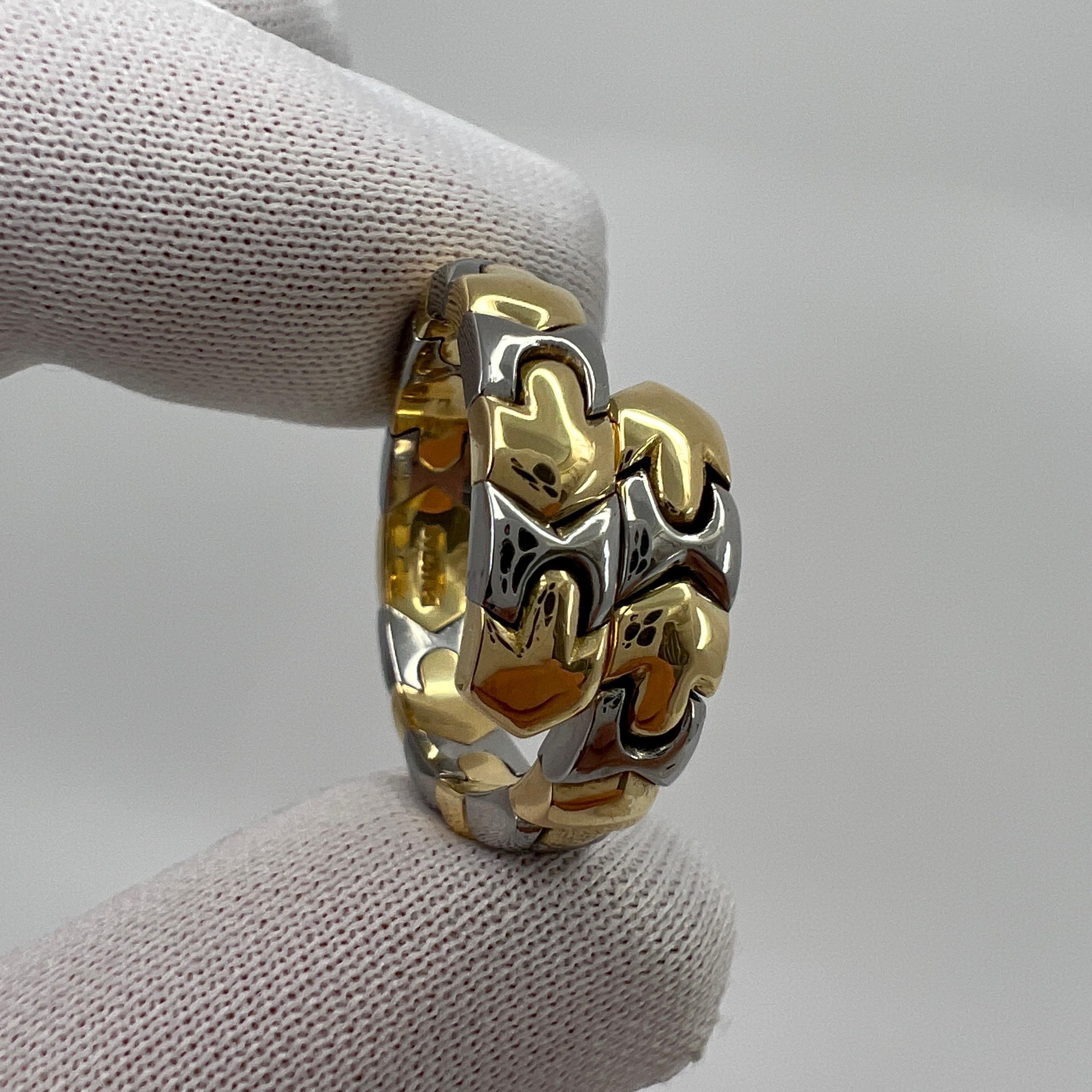 Bvlgari Bague vintage rare en forme de serpent en or jaune et blanc 18 carats Parentesi Unisexe en vente