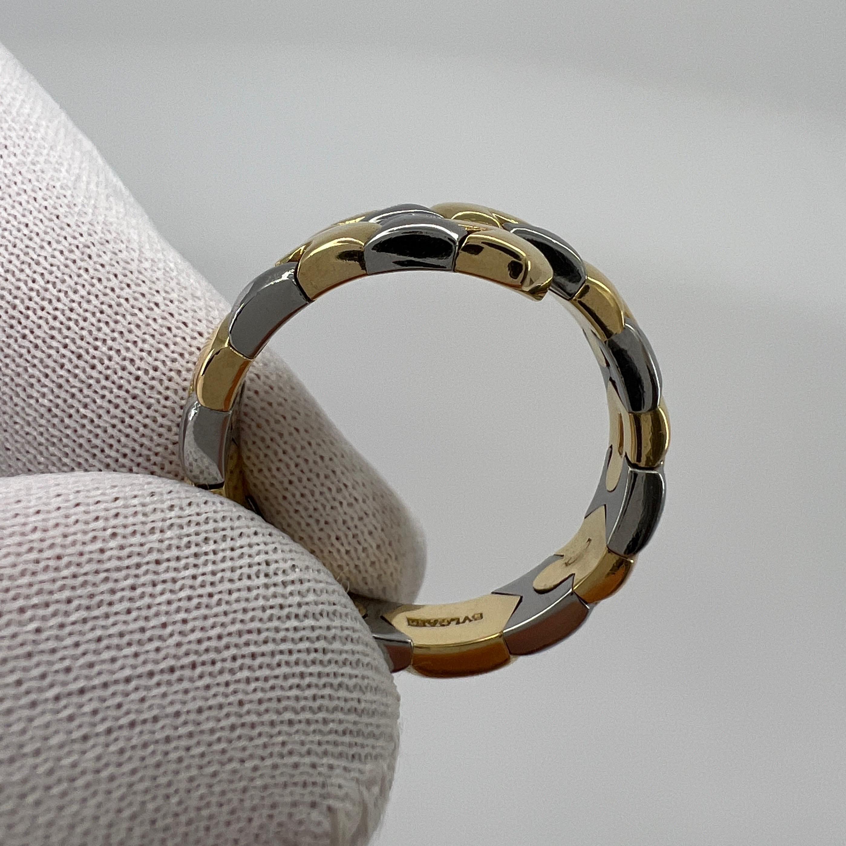 Rare Vintage Bvlgari Alveare Parentesi 18k Yellow & White Gold Spring Snake Ring For Sale 2