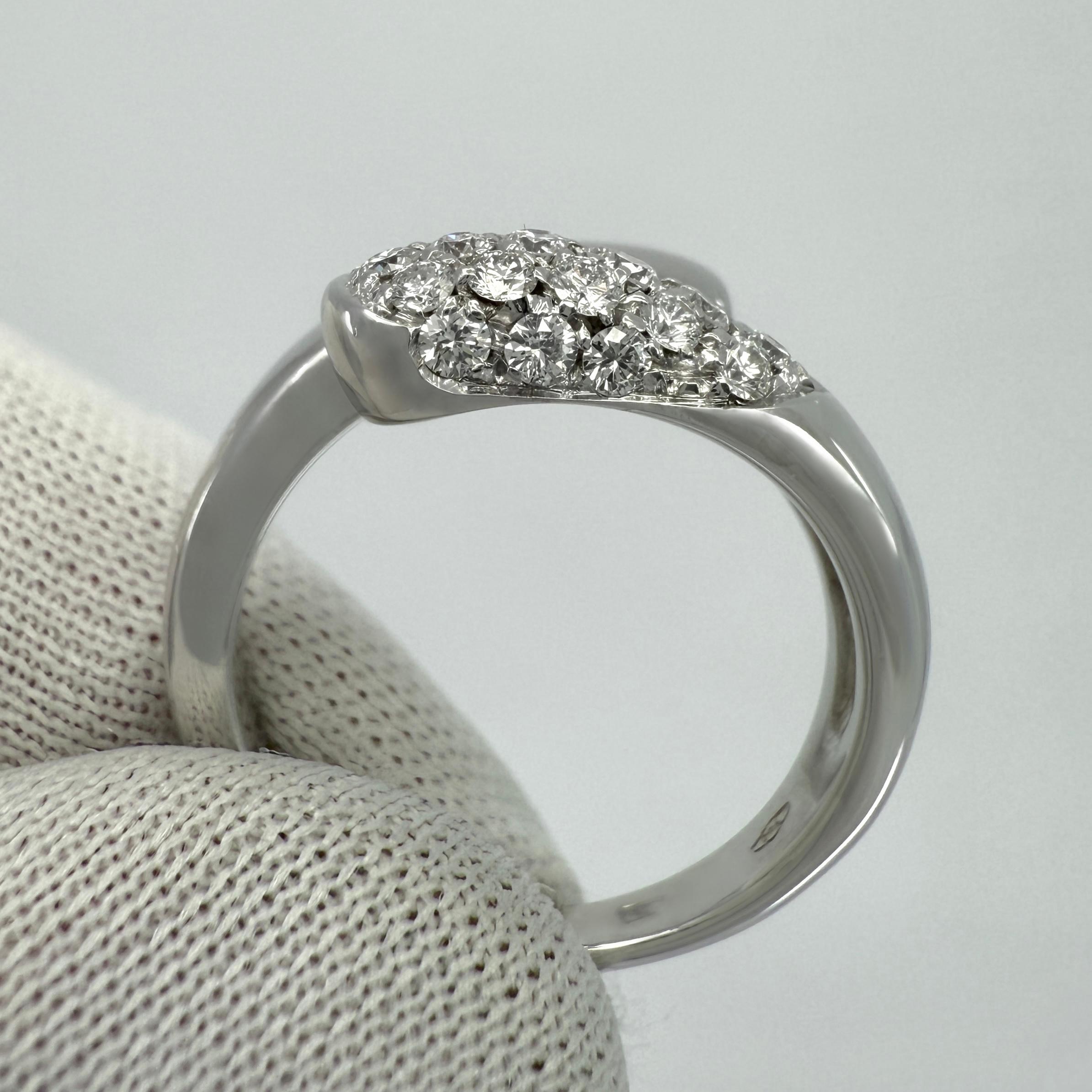 Women's or Men's Rare Vintage Bvlgari Astrea Pavé Diamond 18k White Gold Bypass Ring For Sale