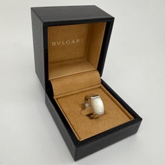 Rare Vintage Bvlgari Bulgari Tronchetto 18k White Gold Mother Of Pearl Ring