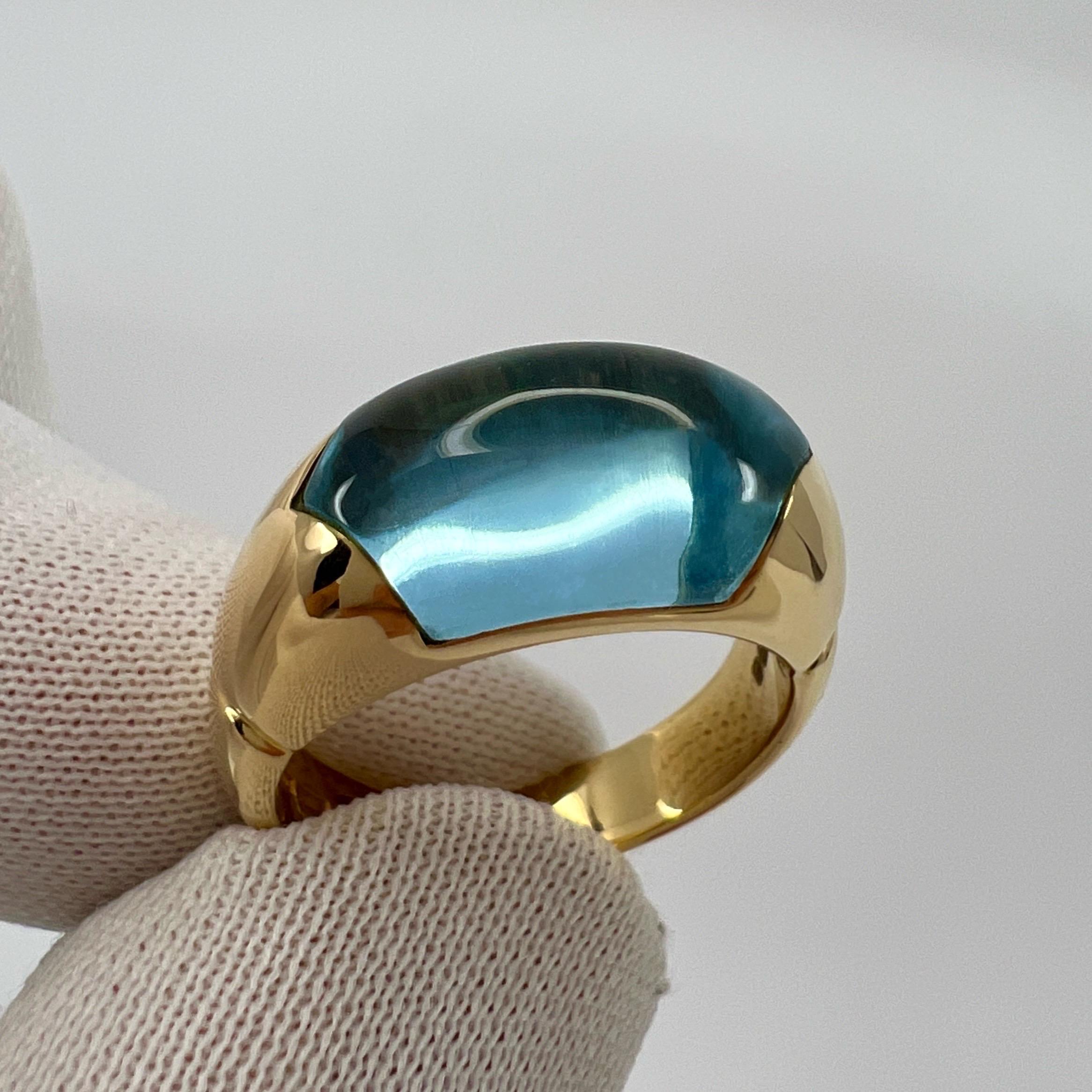 Vintage Bvlgari Certica 18k Yellow Gold Blue Topaz Dome Ring.

Beautiful domed blue topaz set in a fine 18k yellow gold tension set ring. Bold and stunning ring from the rare Bvlgari Certica collection.

In excellent condition, has been