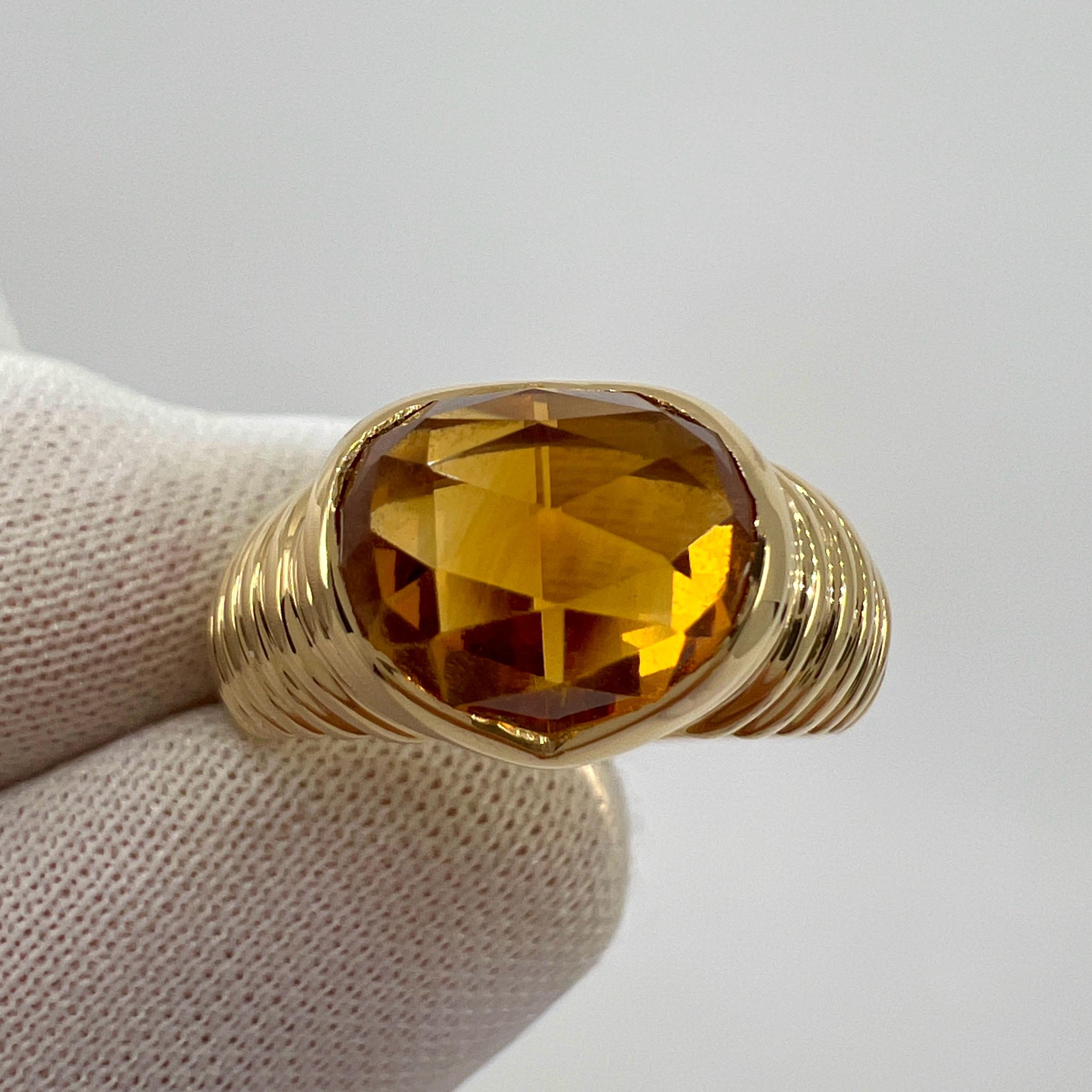 Rare Vintage Bvlgari Citrine Fancy Rose Cushion Cut 18k Yellow Gold Doppio Ring 4