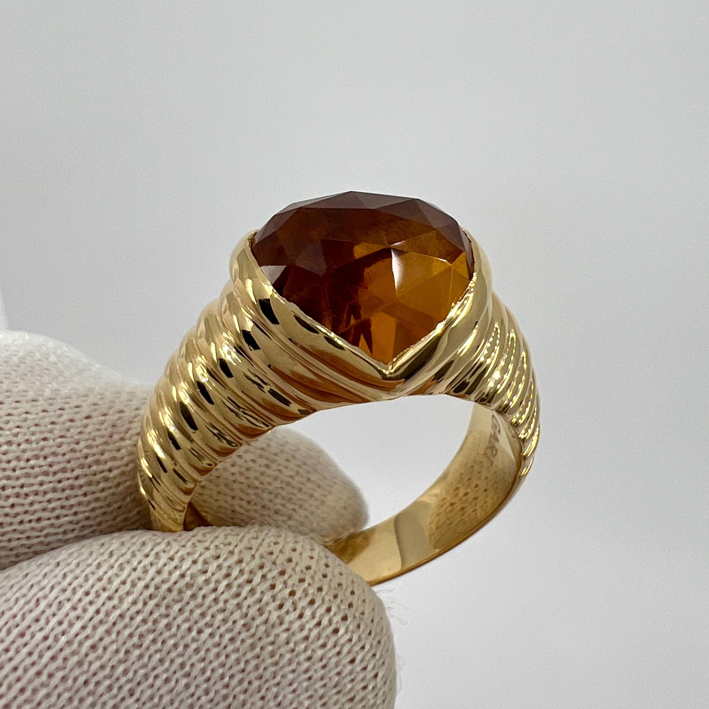 Rare Vintage Bvlgari Citrine Fancy Rose Cushion Cut 18k Yellow Gold Doppio Ring 5