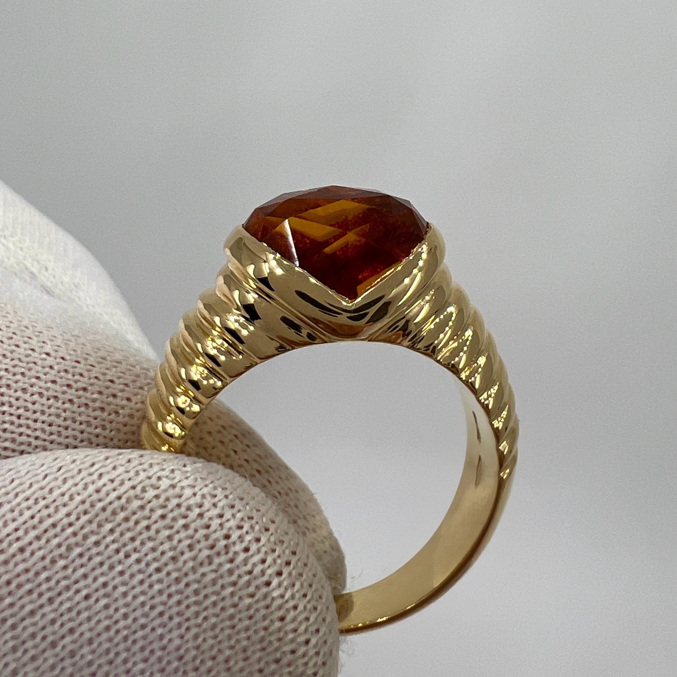 Rare Vintage Bvlgari Citrine Fancy Rose Cushion Cut 18k Yellow Gold Doppio Ring 1