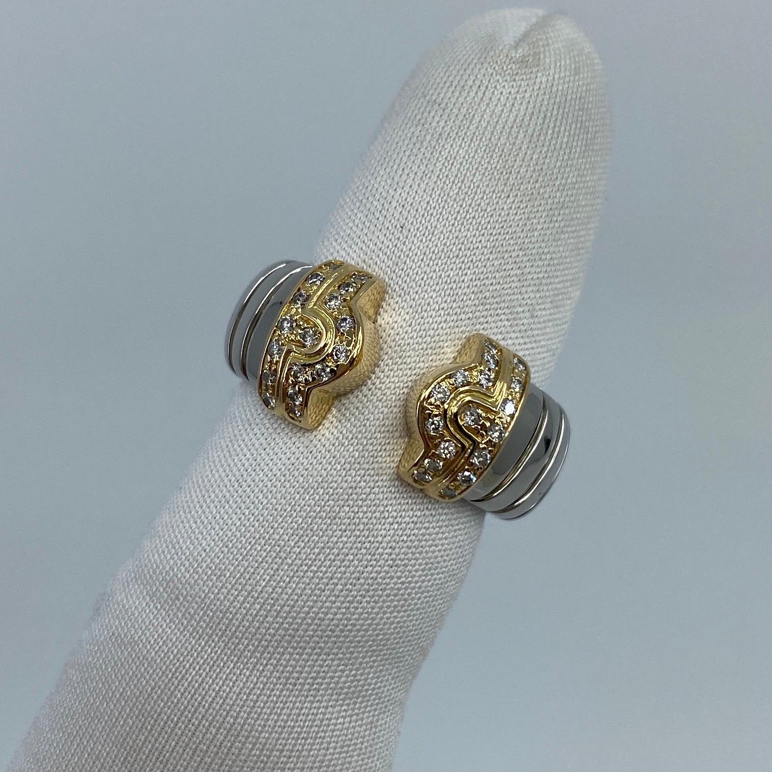 Rare Vintage Bvlgari Diamond Parentesi Tubogas 18 Karat Gold & Steel Spring Ring 3