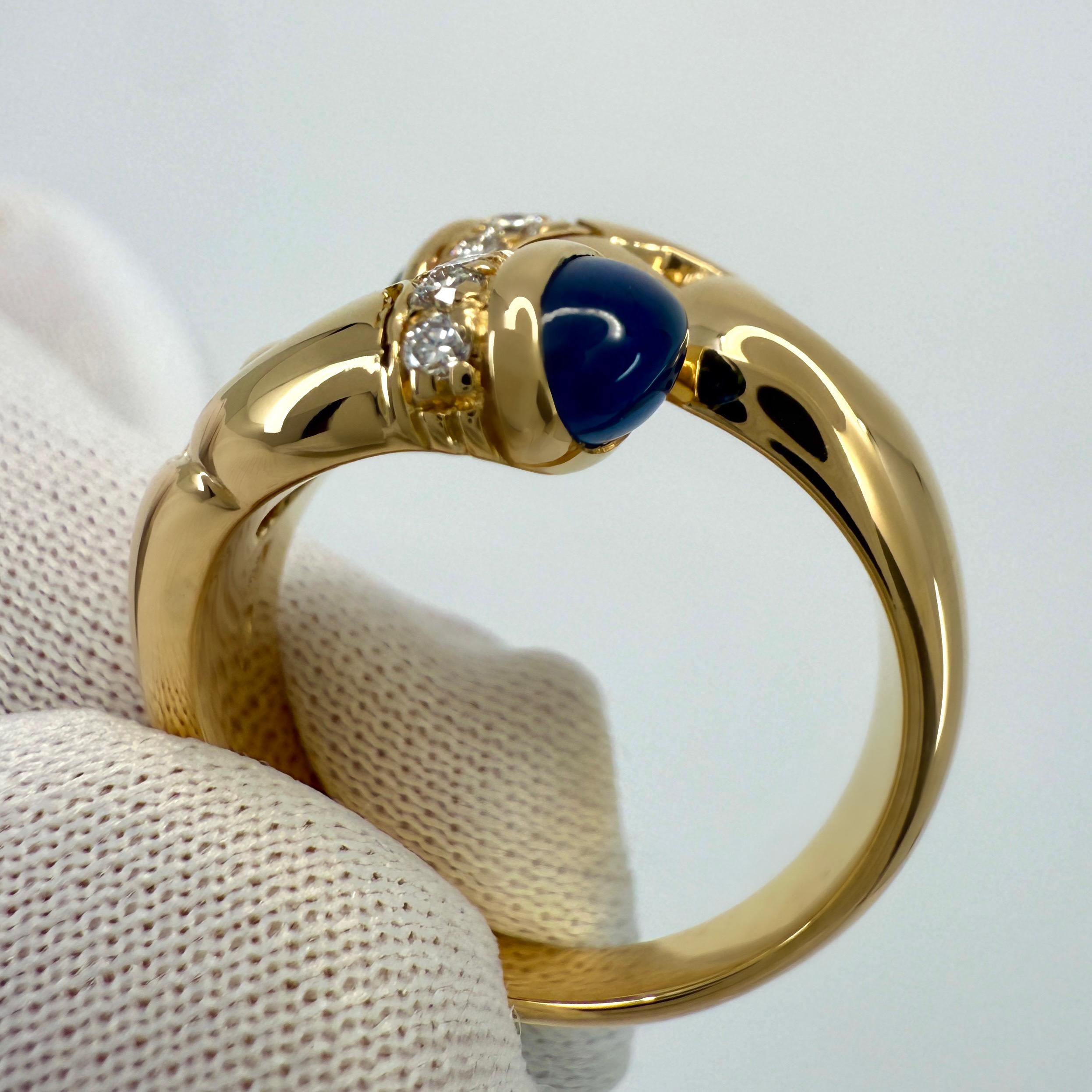 Seltener Vintage Bvlgari Doppio Curoe Blauer Saphir & Diamant 18k Gold Bypass Ring im Zustand „Hervorragend“ im Angebot in Birmingham, GB