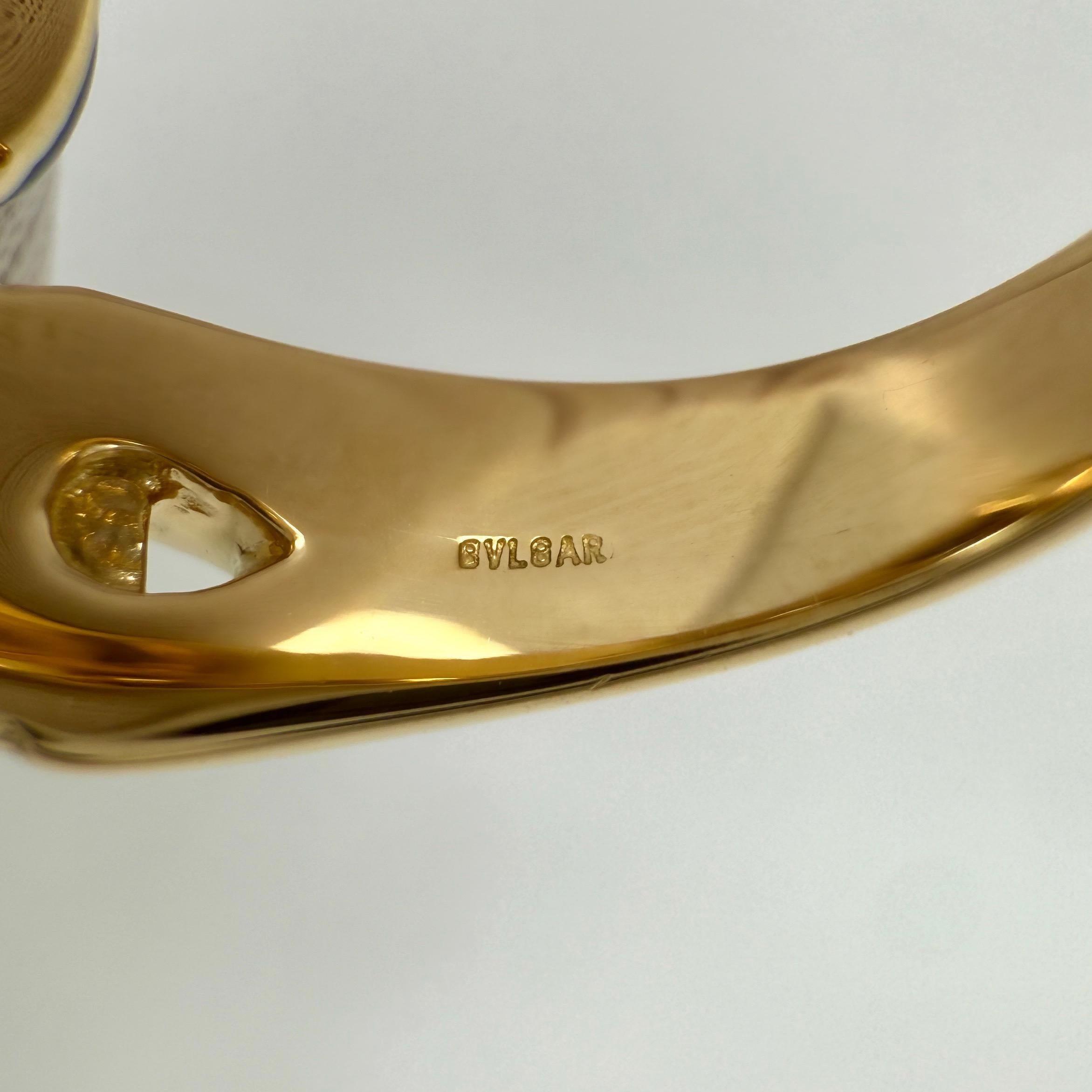 Seltener Vintage Bvlgari Doppio Curoe Blauer Saphir & Diamant 18k Gold Bypass Ring im Angebot 3