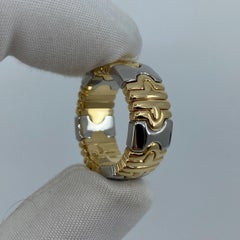 Seltener Vintage Bvlgari Parentesi 18 Karat Gold & Stahlfederring