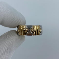 Rare Vintage Bvlgari Parentesi 18 Karat Gold & Steel Spring Ring