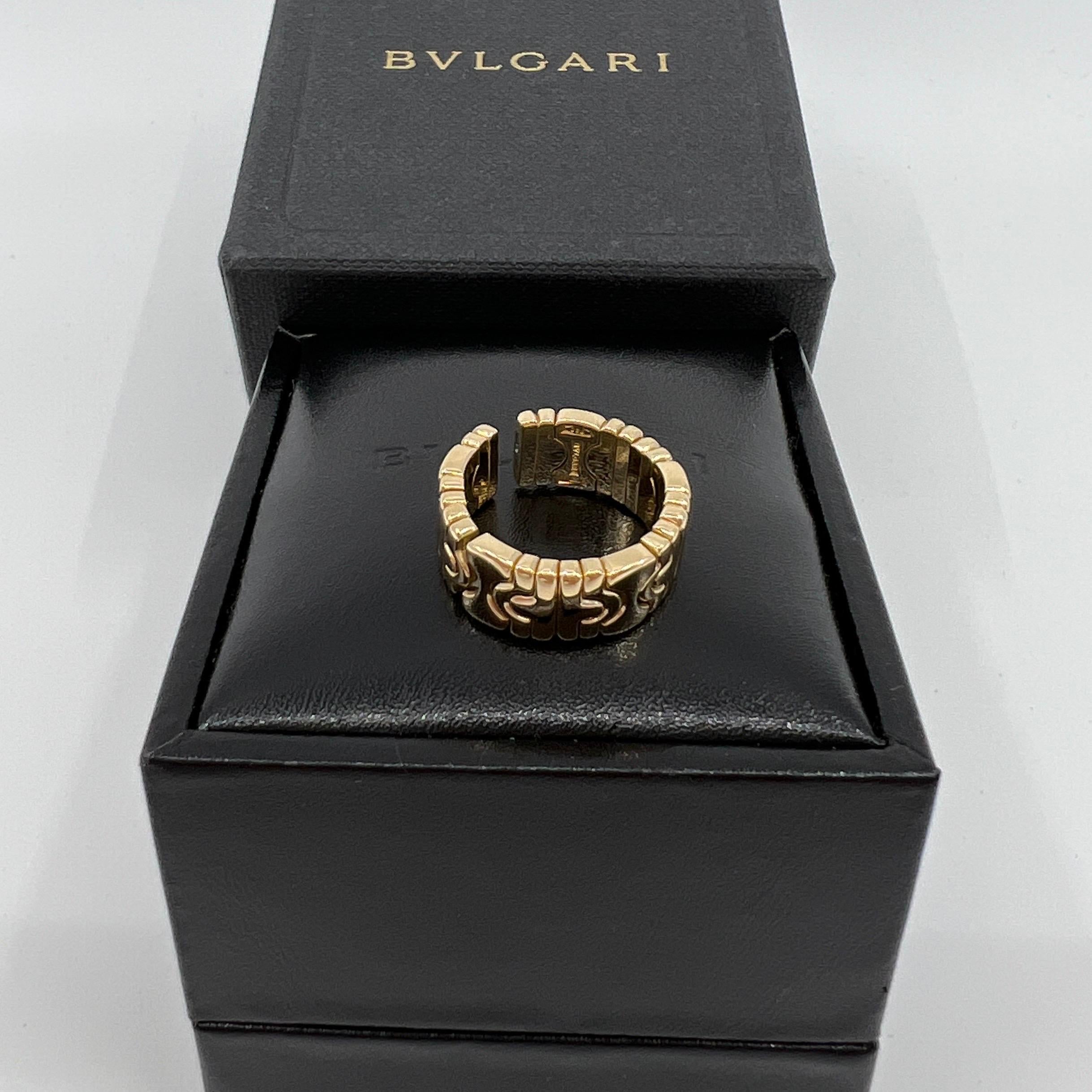 Women's or Men's Rare Vintage Bvlgari Parentesi 18 Karat Yellow Gold Spring Band Ring