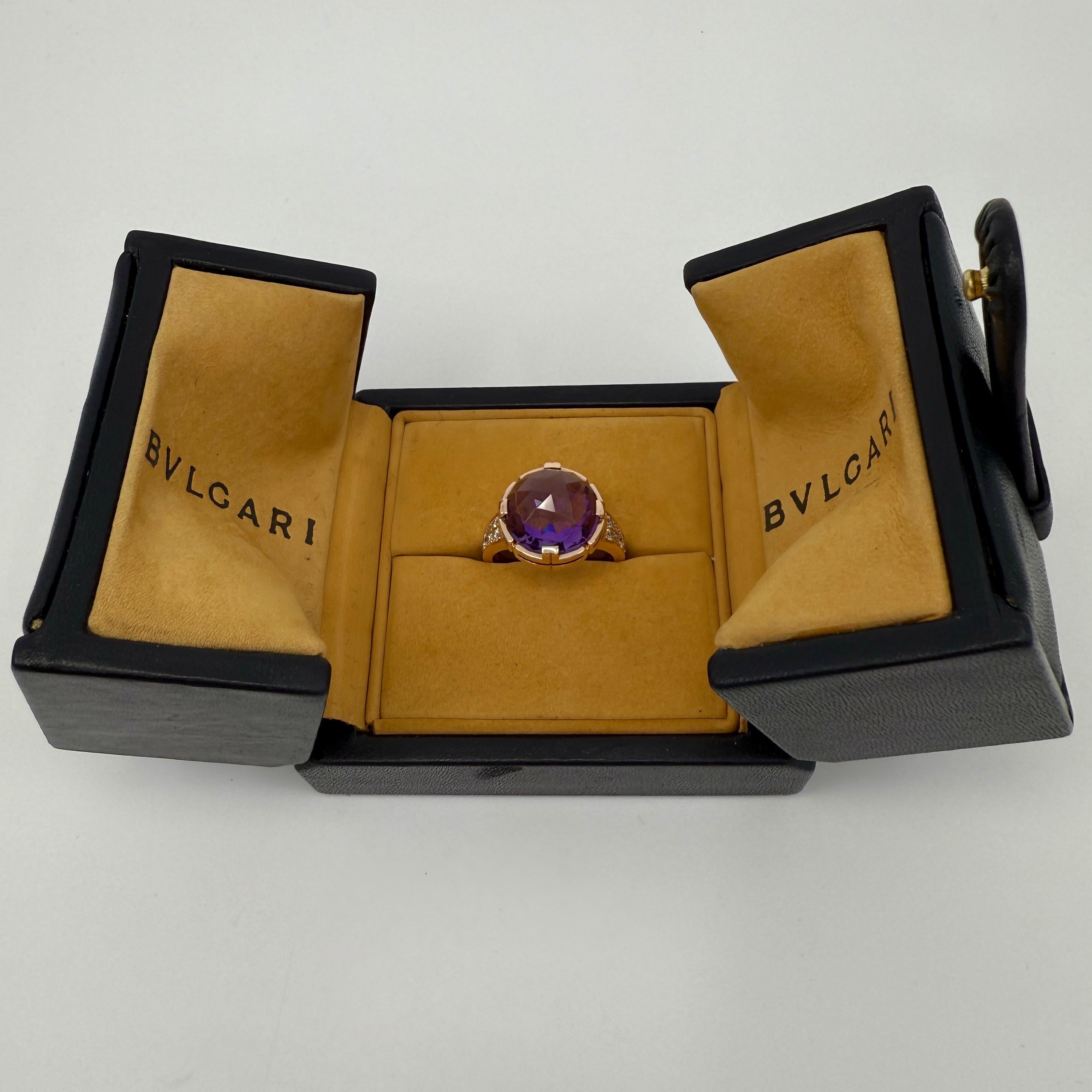 Raro anello Bvlgari Rose Cut Amethyst & Diamond in oro rosa 18k Parentesi d'epoca in vendita 6