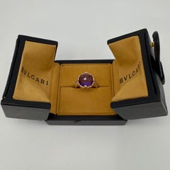 Rare Vintage Bvlgari Rose Cut Amethyst & Diamond 18k Rose Gold Parentesi Ring