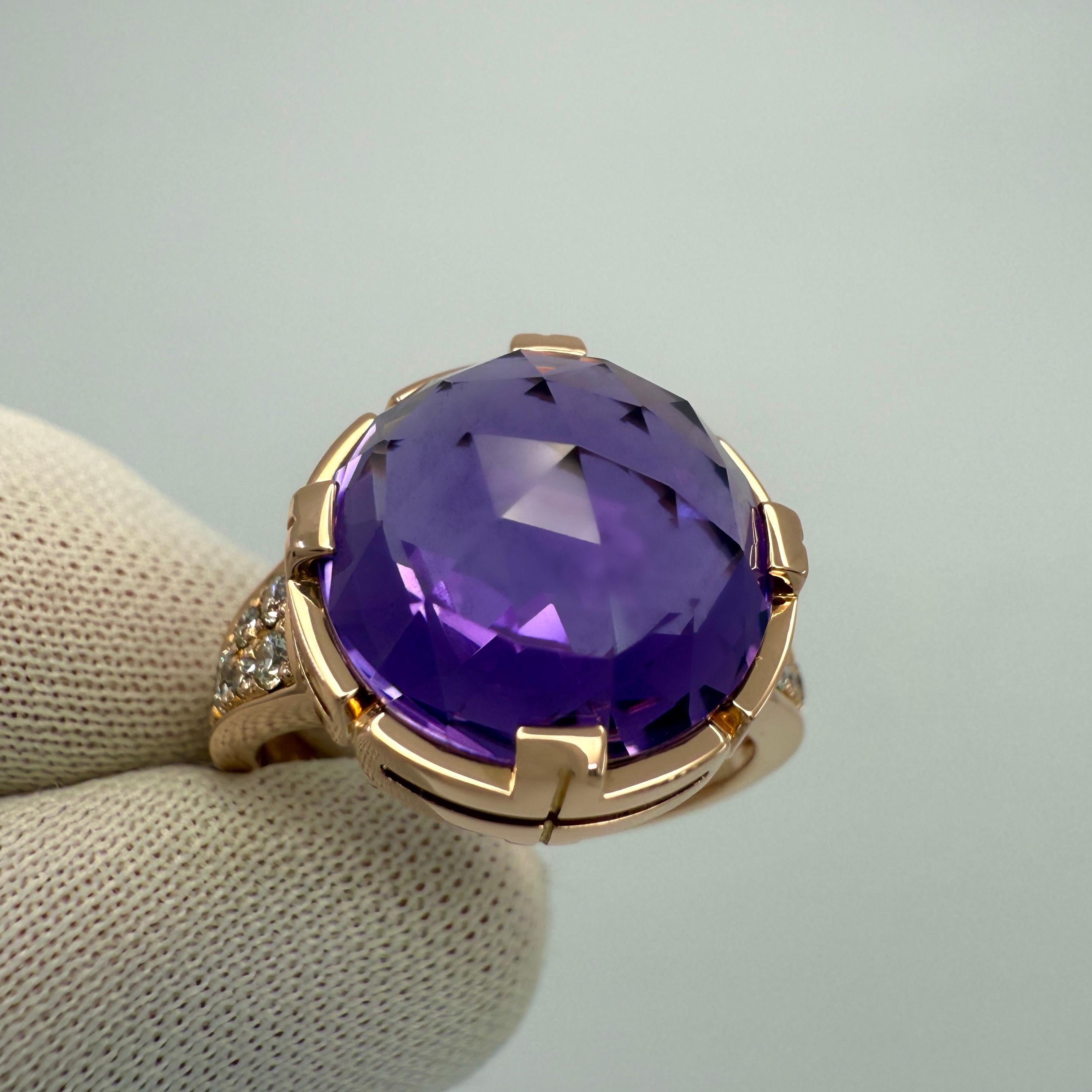 Taglio a rosa Raro anello Bvlgari Rose Cut Amethyst & Diamond in oro rosa 18k Parentesi d'epoca in vendita