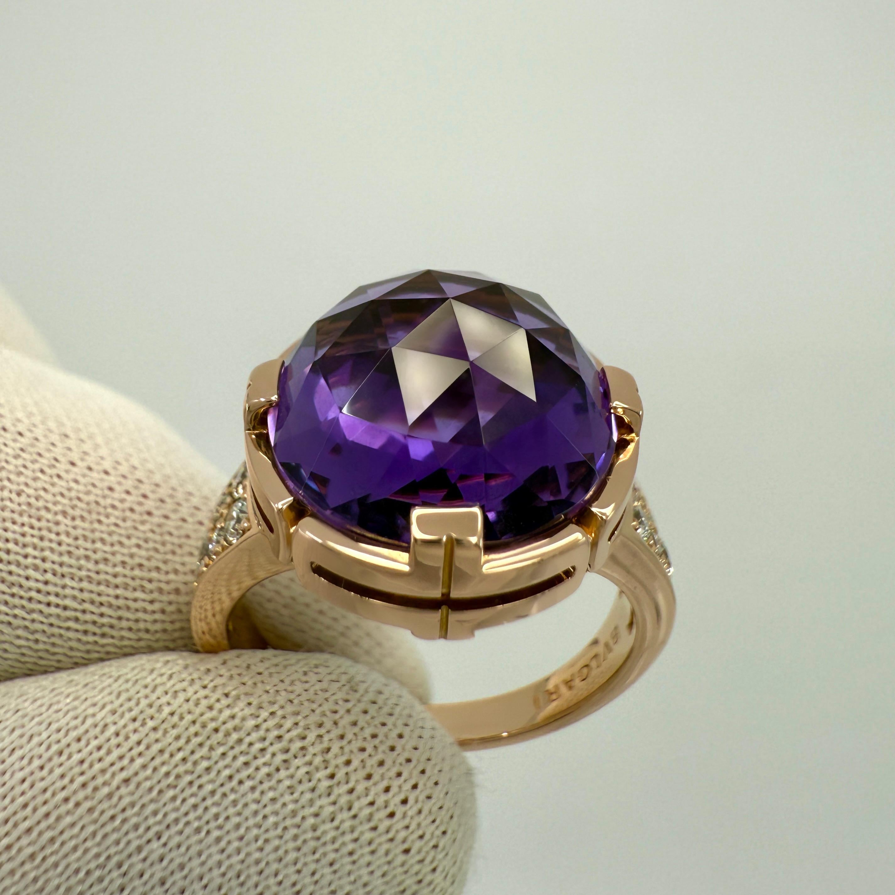 Raro anello Bvlgari Rose Cut Amethyst & Diamond in oro rosa 18k Parentesi d'epoca In condizioni ottime in vendita a Birmingham, GB