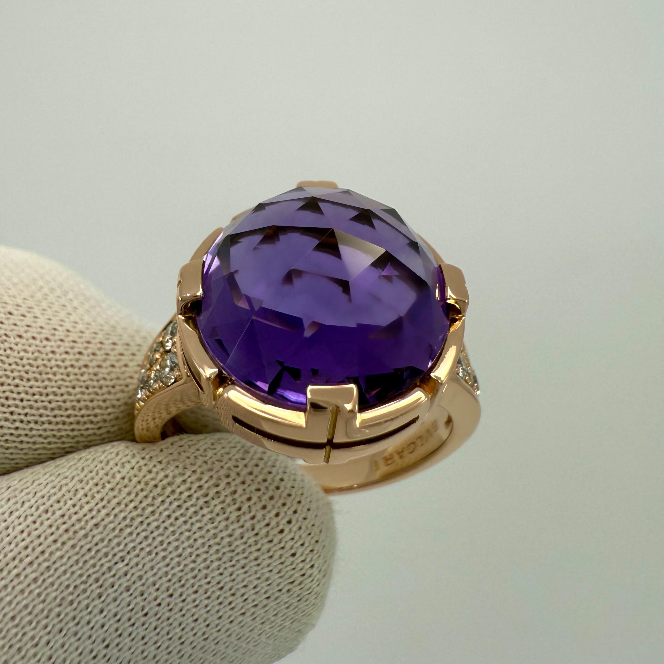 da uomo o donna Raro anello Bvlgari Rose Cut Amethyst & Diamond in oro rosa 18k Parentesi d'epoca in vendita