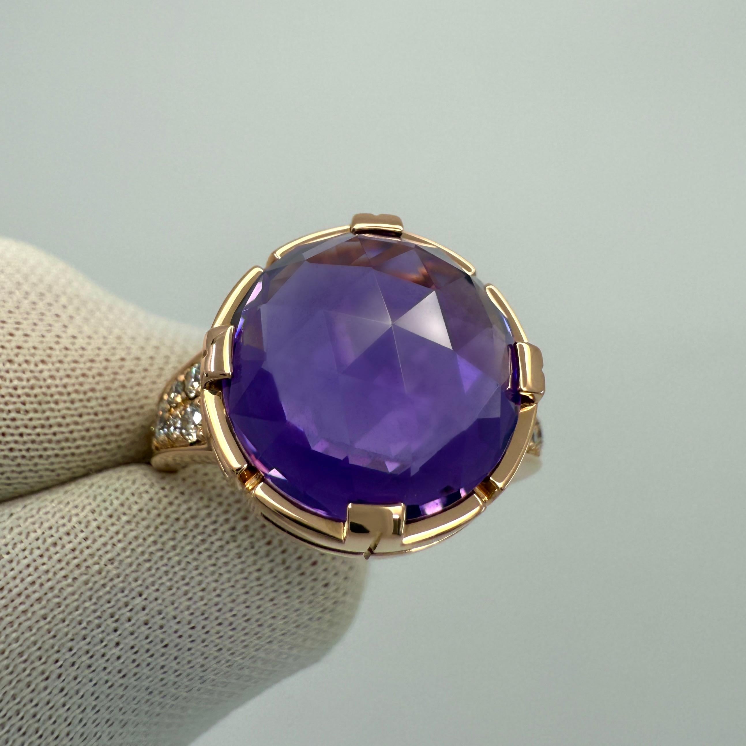 Raro anello Bvlgari Rose Cut Amethyst & Diamond in oro rosa 18k Parentesi d'epoca in vendita 1