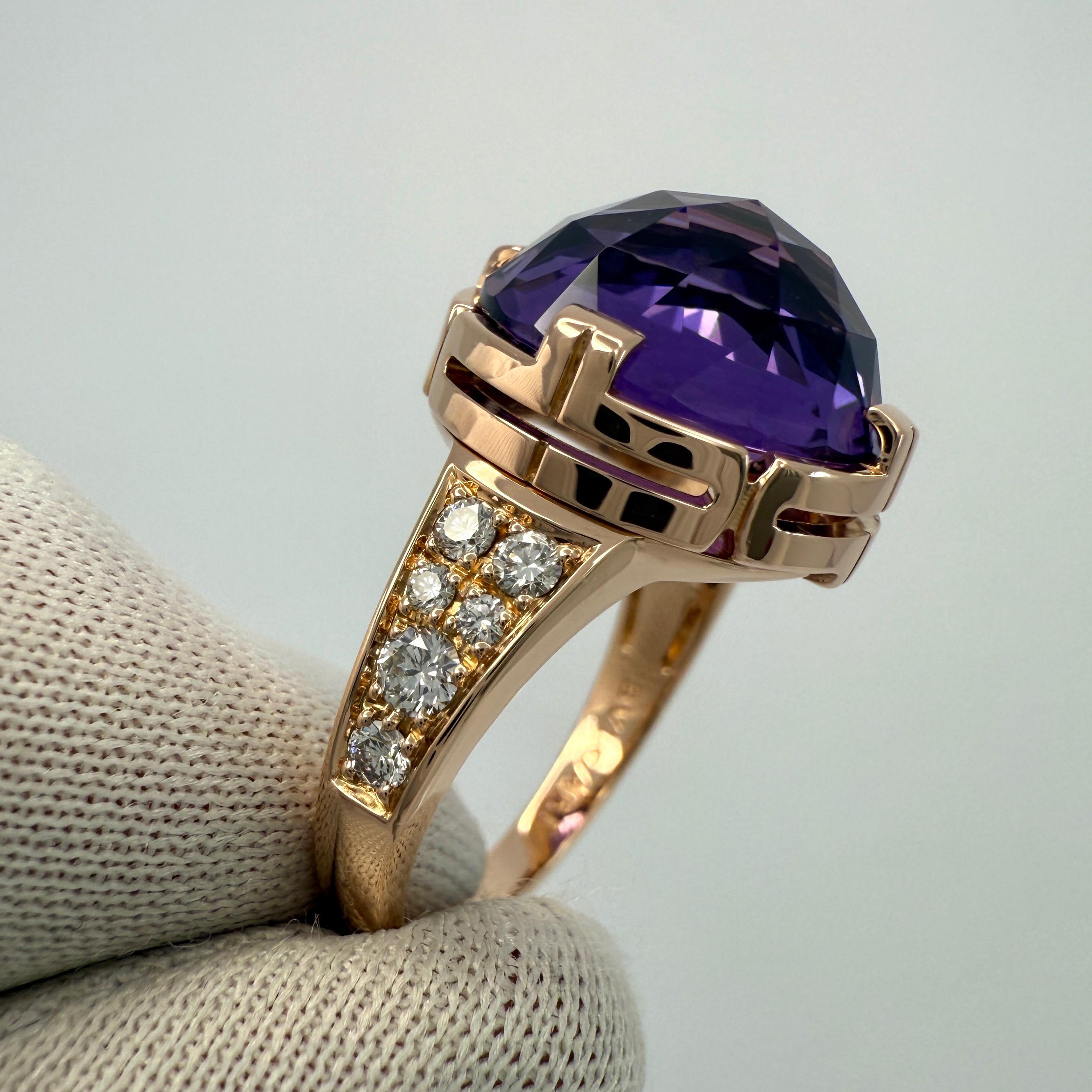 Raro anello Bvlgari Rose Cut Amethyst & Diamond in oro rosa 18k Parentesi d'epoca in vendita 3
