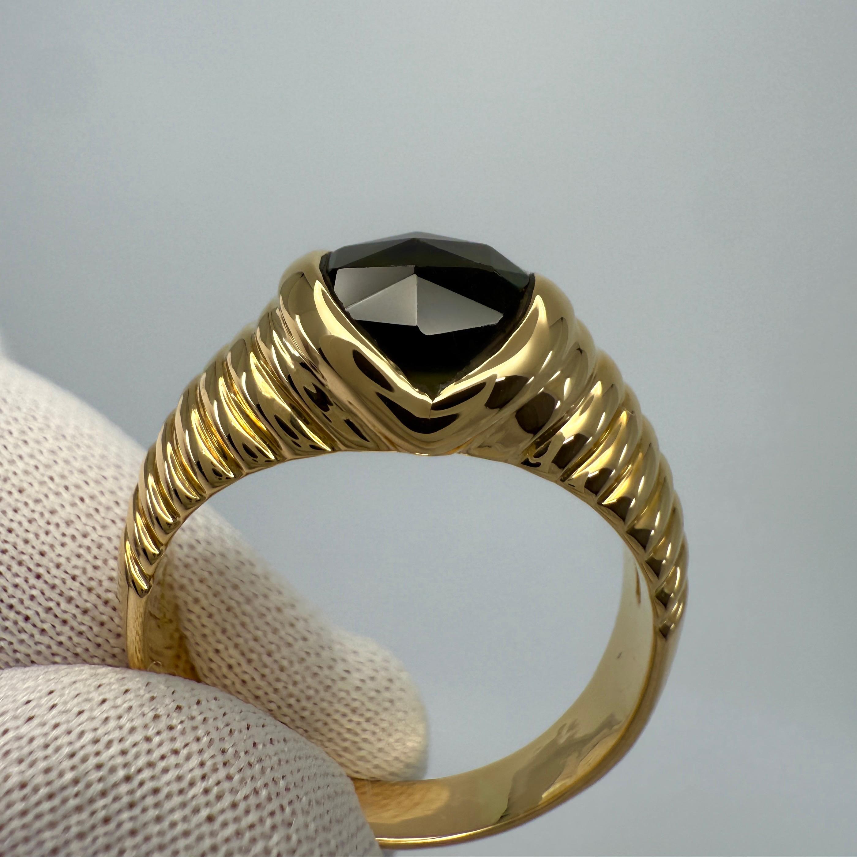 Women's or Men's Rare Vintage Bvlgari Tourmaline Fancy Rose Cushion 18k Yellow Gold Doppio Ring