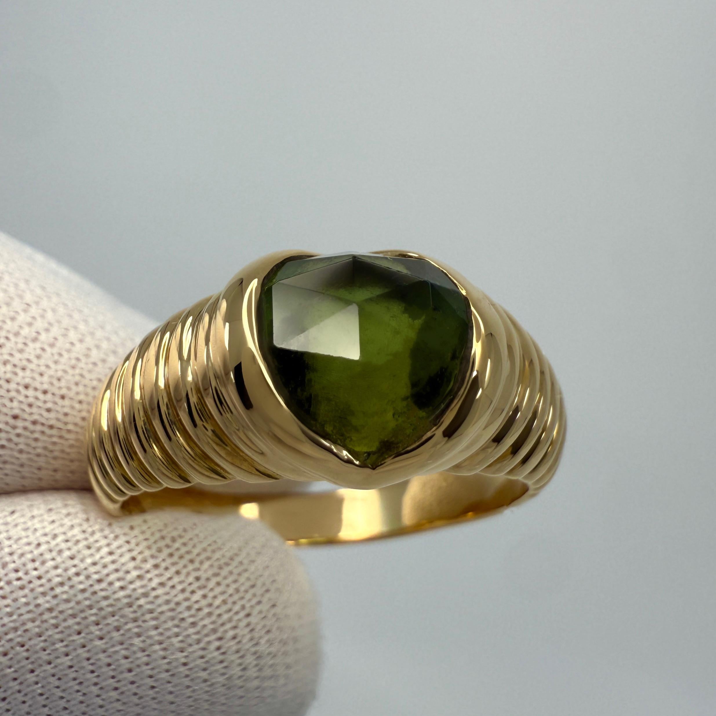 Rare Vintage Bvlgari Tourmaline Fancy Rose Cushion 18k Yellow Gold Doppio Ring 2