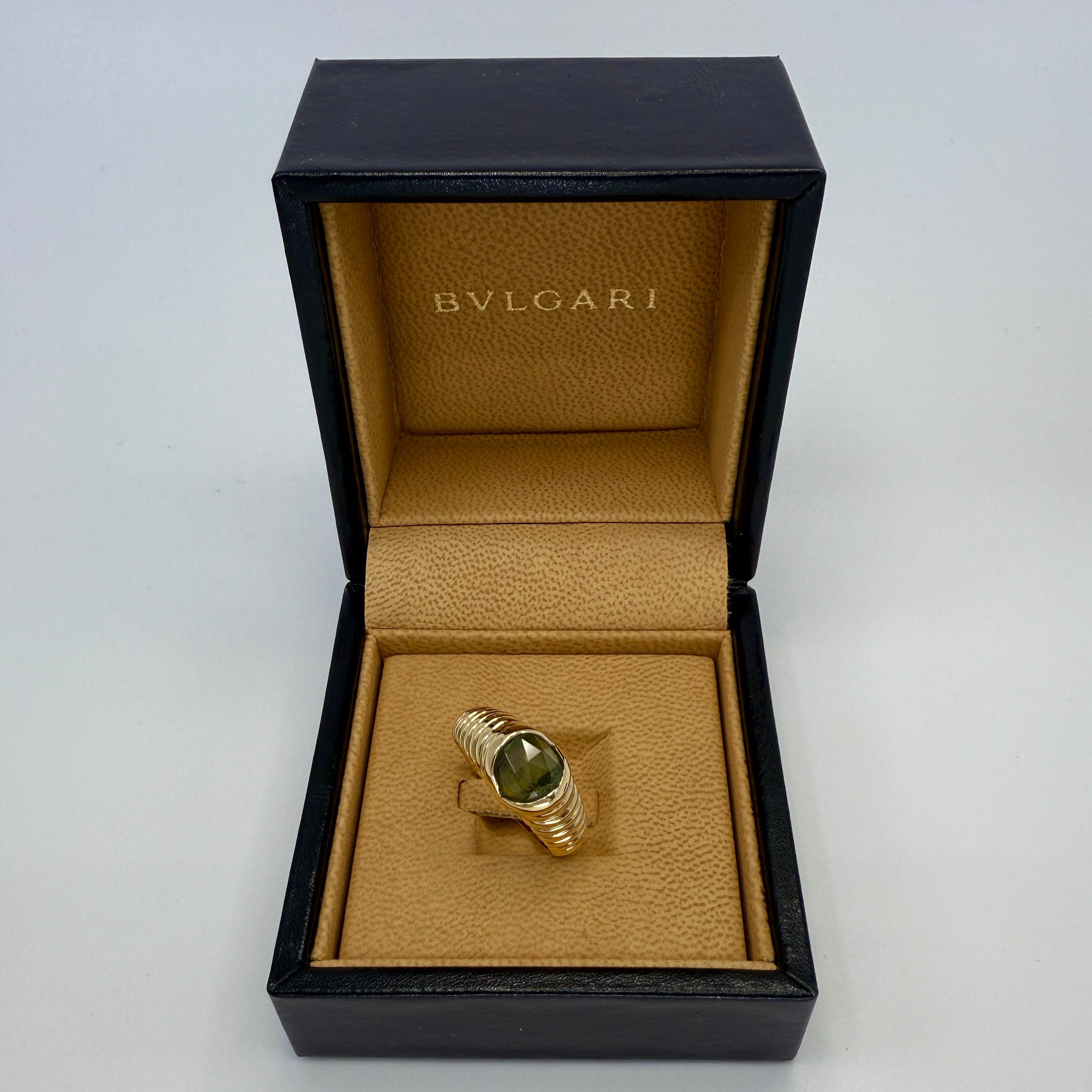 Rare Vintage Bvlgari Tourmaline Fancy Rose Cushion 18k Yellow Gold Doppio Ring 4